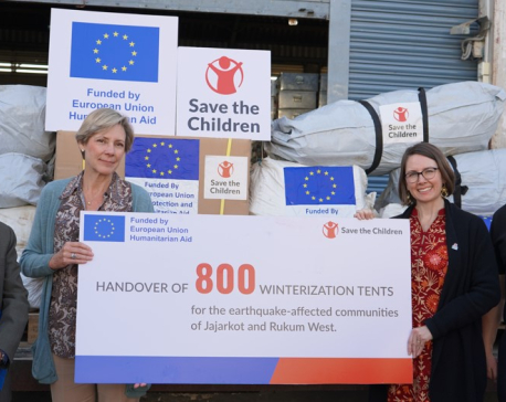 EU and Save the Children deliver 800 winter tents to quake-hit areas