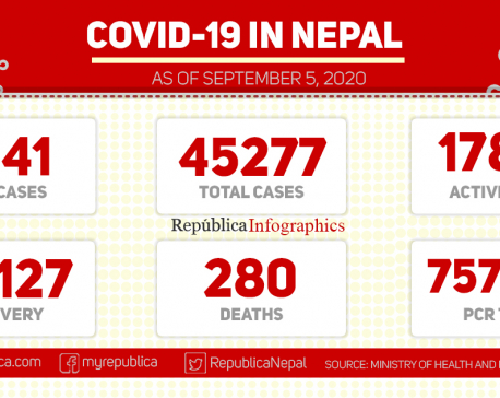 With 1,041 new cases in last 24 hours, Nepal’s COVID-19 tally surpasses 45,000