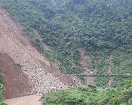 Siddhartha Highway blocked for the past four days due to rain-triggered landslides