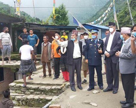 Speaker Sapkota arrives at flood-hit region in Sindhupalchowk