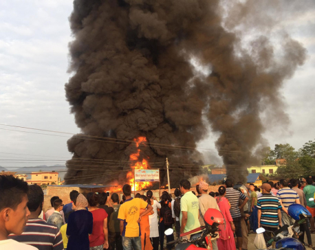 A big fire breaks out in Birendranagar