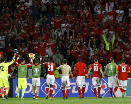 Switzerland celebrates 1st appearance in knockout stage