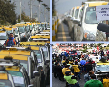 PHOTOS: Taxi entrepreneurs stage protest in capital, putting forward various demands