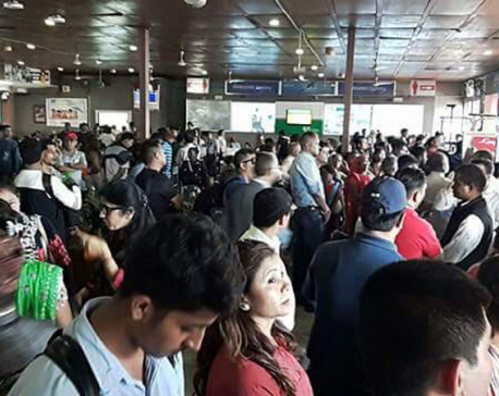 TIA lounge jam-packed with passengers as all domestic flights delayed