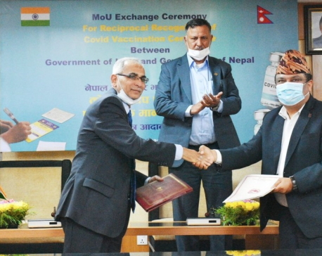 Nepal, India sign MoU to recognize each other's COVID-19 vaccination certificates
