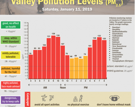 Valley pollution levels for January 11, 2020