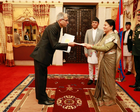 Newly appointed Indian Ambassador presents credentials to President Bhandari