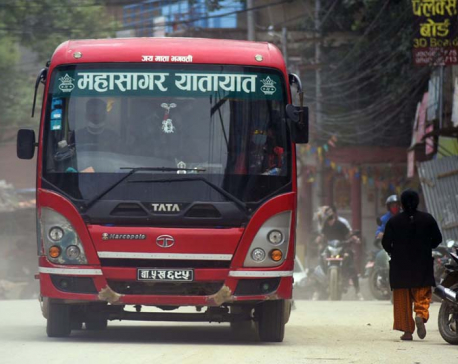 IN PICS: Public buses resume their services in Kathmandu Valley