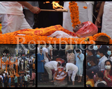 PHOTOS: Pradip Giri’s last rites being performed at Pasthupati Aryaghat