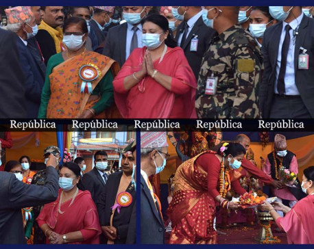 In Pictures: President Bhandari celebrates Chhath