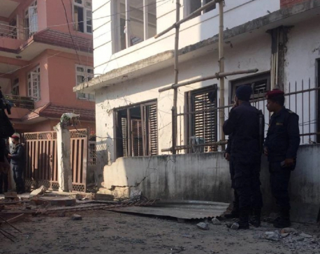 A bomb detonated at ex-Communication Minister Baskota's home
