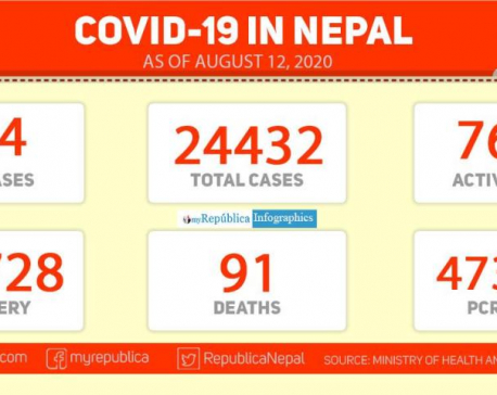 With 484 new cases of coronavirus in the past 24 hours, Nepal's COVID-19 tally reaches 24,432