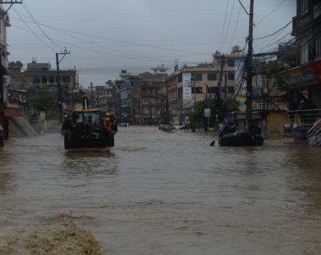 Heavy rainfall inundates Gwarko–Hattiban road section in Lalitpur (In Photos)