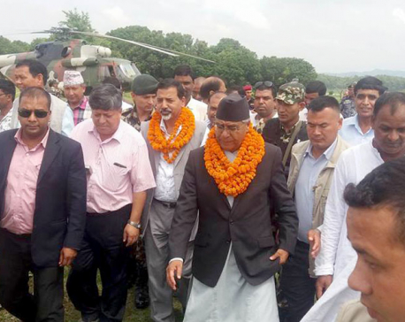 PM Deuba inspects flood-hit areas in Saptari