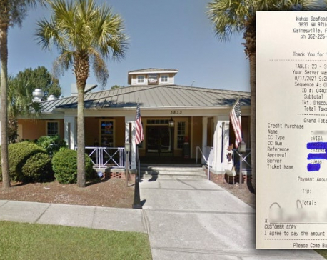 Diner leaves $10,000 tip for workers at Florida restaurant
