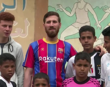 Egyptian Messi lookalike thrills soccer-loving orphans