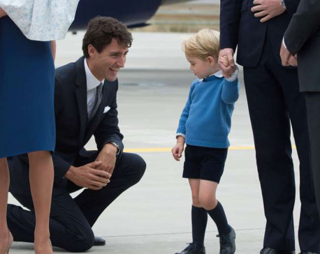Young Prince George shuns high-five from Canadian PM