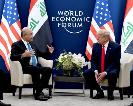 Iraqi president meets Trump in Davos, discuss foreign troops cut: Iraqi statement