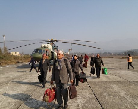 Provincial Assembly members arrive by chopper for oath