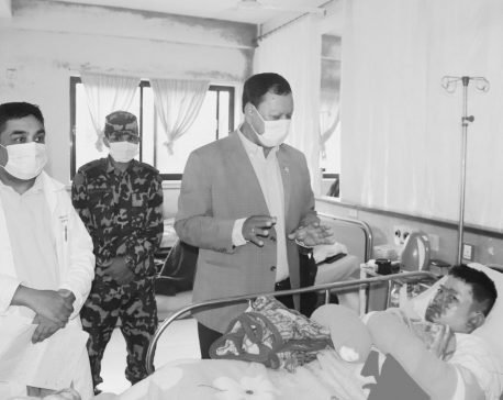 Health Minister Basnet meets fire survivors at Burn Hospital