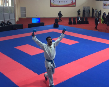 Nabin Rasaili wins gold in Men's Karate Individual Kumite