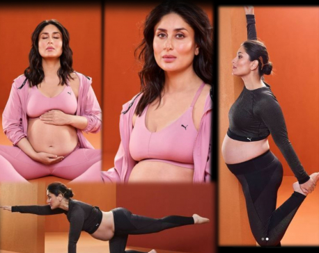 Kareena Kapoor cradles baby bump while doing yoga poses
