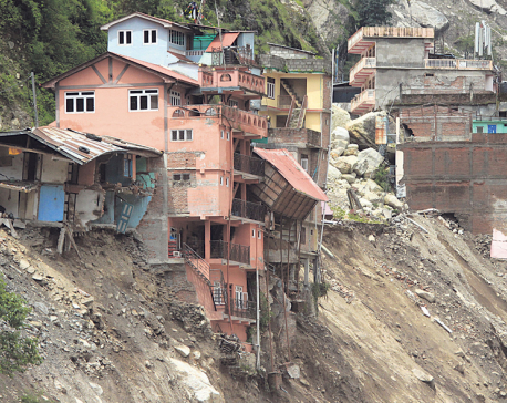 10 families displaced by landslide, 20 at high risk in Sindhupalchowk