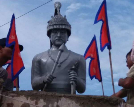Tension in Dhamboji after late king Birendra’s monument erected