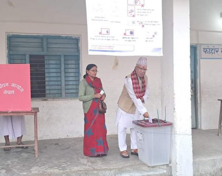 Former PM Nepal and NC senior leader Paudel cast their votes