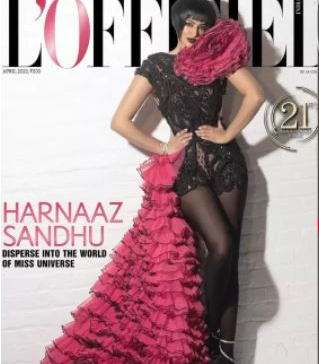 Harnaaz Kaur Sandhu on the cover of L'Officiel India and Metro Style