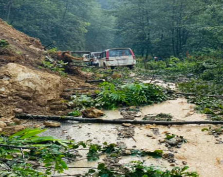 Landslide disrupts Nishikhola section of Mid-Hill Highway