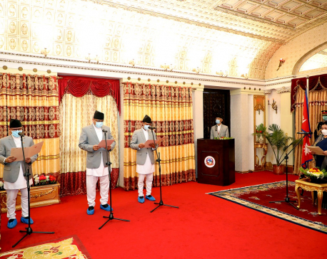 President Bhandari administers oath to three ambassadors