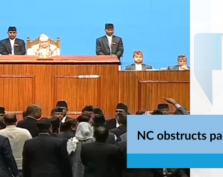 NC obstructs parliament(with video)