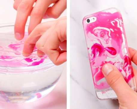 DIY marble nail polish phone case