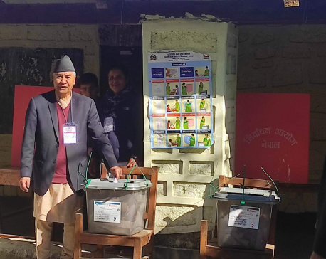 Prime Minister Deuba casts his vote from Dadeldhura