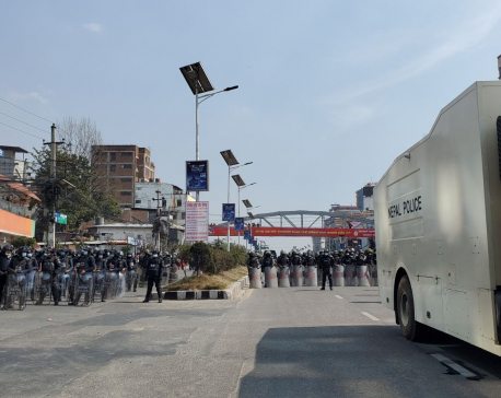 Large number of security personnel deployed from Maitighar to New Baneshwor