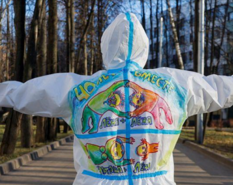 PPE art brings a smile to Moscow's COVID patients