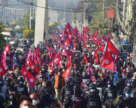Mass demonstration in Kathmandu in favor of restoration of monarchy in Nepal