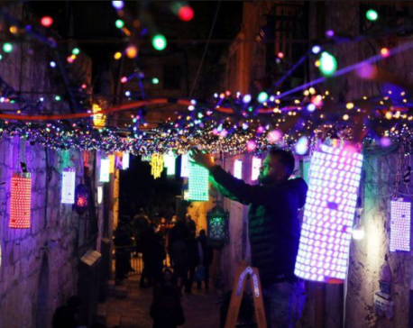 Ramadan decorations up in Jerusalem as Palestinians prepare for Muslim holy month