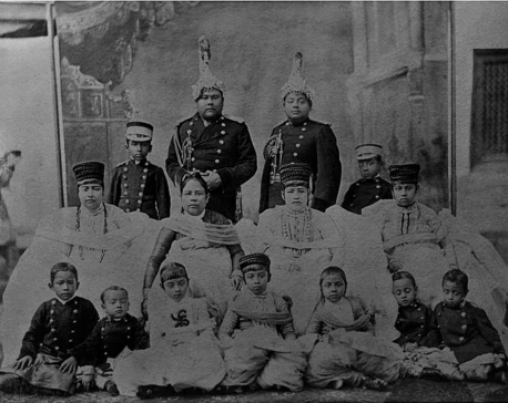 Sher Shumsher, son of Dhir Shumsher, with his brother and family