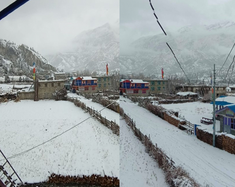 IN PICS: Heavy snowfall in Manang and Mustang