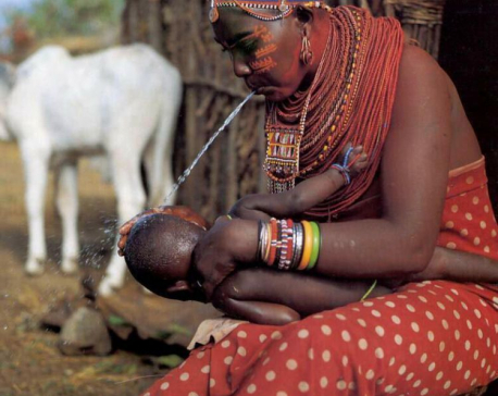 Unusual greeting of the Maasai tribe