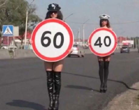 Russia uses topless models to enforce speed limit