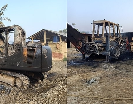Biplab cadres torch six vehicles in Kapilvastu