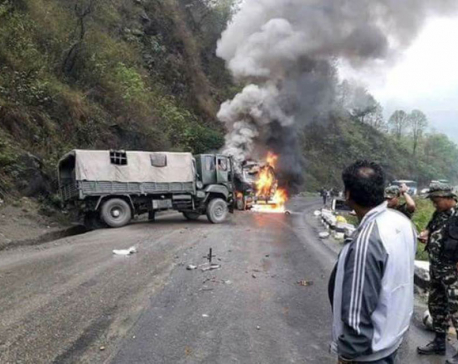 IN PICTURES: Chaotic collision sets truck on fire