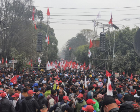 VIDEO: NCP's Dahal-Nepal faction holds mass gathering in capital against dissolution of parliament