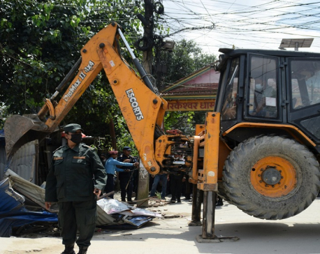 KMC demolishes unauthorized structures at Machhapokhari