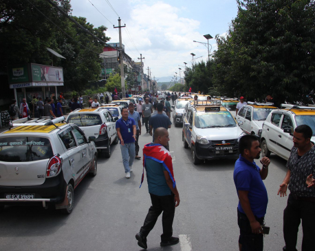 In Pictures: Cabbies protest by parking taxis in front of DoT