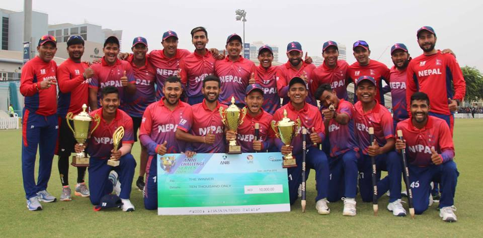 Nepali cricket team comes home with its first trophy