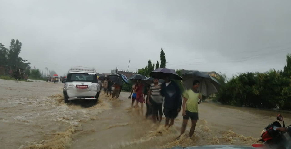 Flash flood inundates Siraha  (with video and photos)